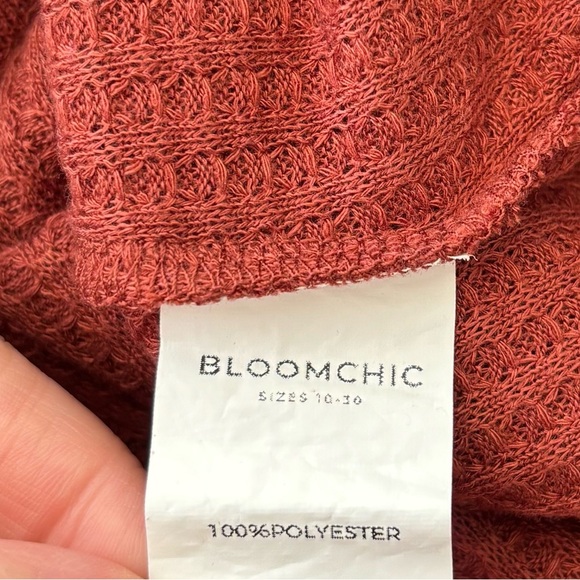 BloomChic Waffle Knit Top Women’s Size 12 Burnt Orange Red Faux Wrap Stretchy - Picture 4 of 6